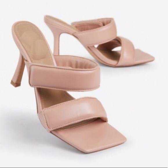 Padded Velcro Square Toe Mules in Blush Nude - Picture 3 of 9